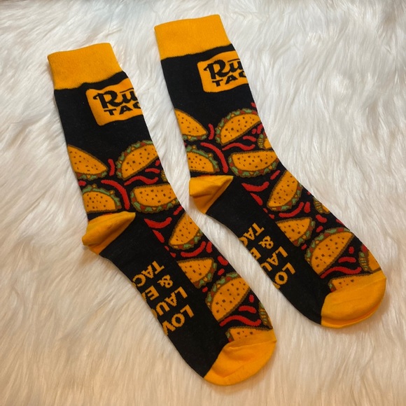 Rusty Taco, “Love, Laugh & Eat Tacos” Socks, Orange & Black, Promo Item, New - Picture 3 of 8